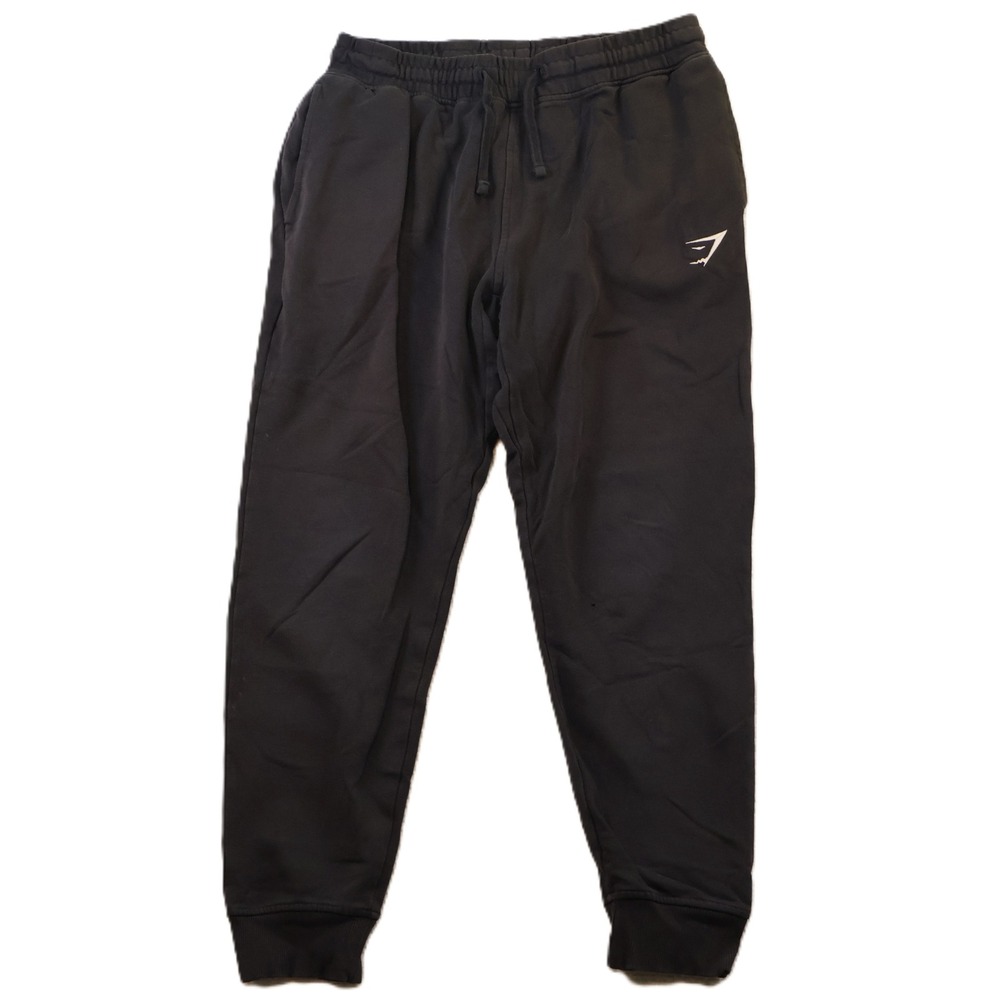 Gymshark Mens M Joggers Black Tapered Sweatpants Drawstring Logo A1A2A